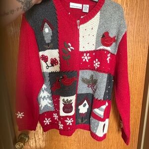 Vintage Croft & Barrow Red and Gray Festive Sweater (Christmas)